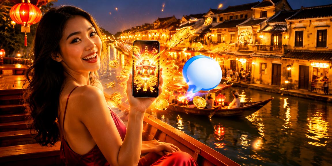 Người chơi trải nghiệm slot game tại Hội An với giao diện tiếng Việt trên thiết bị di động